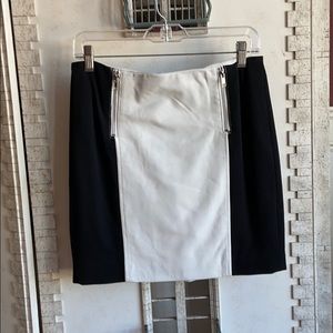 Aqua black and white pencil skirt (part leather)